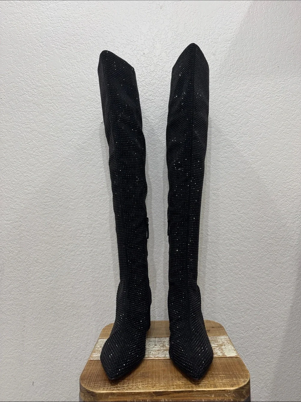 Kurt Geiger Burlington Black Crystal Over The Knee Boots NEW Size 10